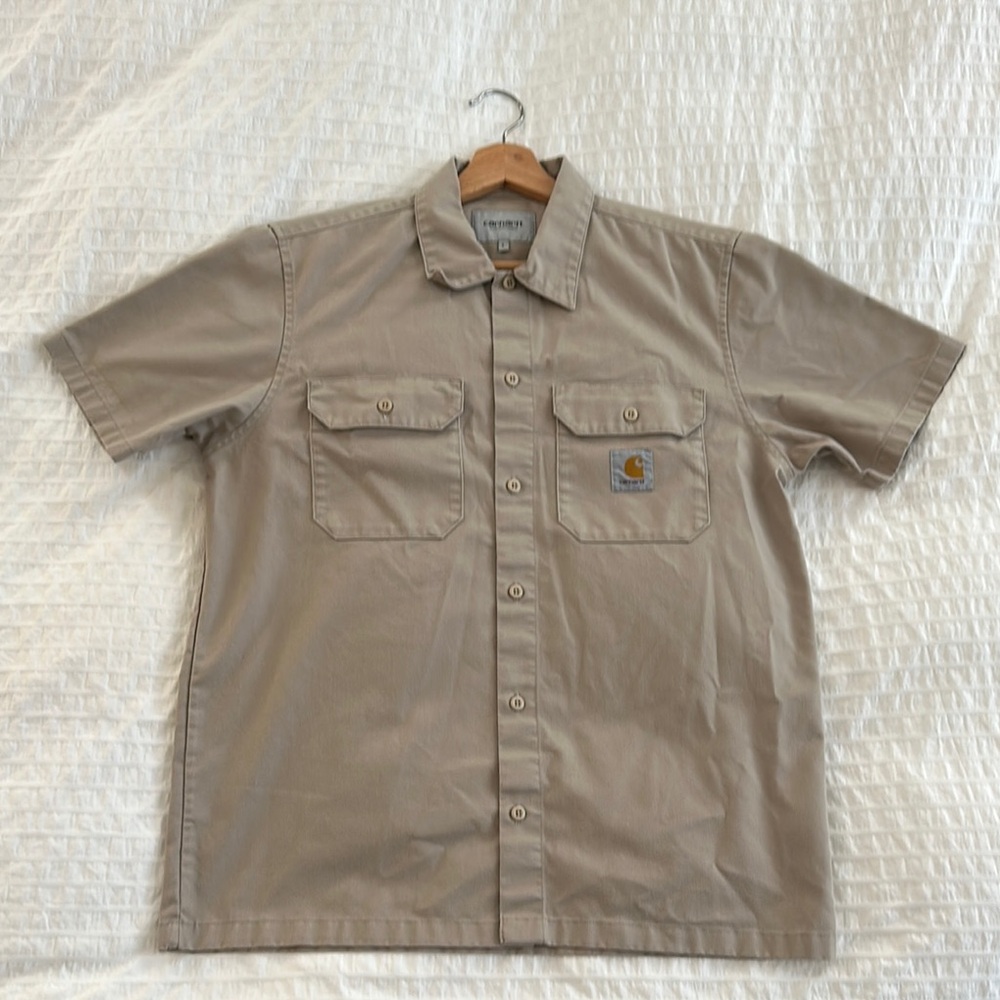 Carhartt Wip S/S Master Herrenhemd Men's Casual Tan Button Down Shirt - Large